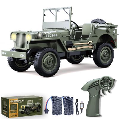 Authticar RC Crawlers, 1:10 Scale D888 Willys Military Jeep, 2.4Ghz 4WD Off Road Rock Crawler Vehicle with Lights All Terrain Electric RC Jeep Toy for Adult Teens