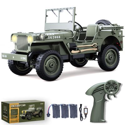 Authticar RC Crawlers, 1:10 Scale D888 Willys Military Jeep, 2.4Ghz 4WD Off Road Rock Crawler Vehicle with Lights All Terrain Electric RC Jeep Toy for Adult Teens