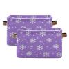 Nander Dreamy Christmas Snowflakes Storage Basket 2PCS,Foldable Storage Bin Waterproof Laundry Basket Storage Box with Handle for Home Closet & Office Living Room view 1