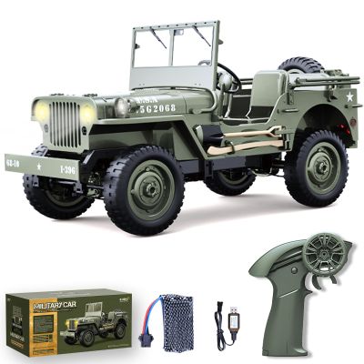 Authticar RC Crawlers, 1:10 Scale D888 Willys Military Jeep, 2.4Ghz 4WD Off Road Rock Crawler Vehicle with Lights All Terrain Electric RC Jeep Toy for Adult Teens