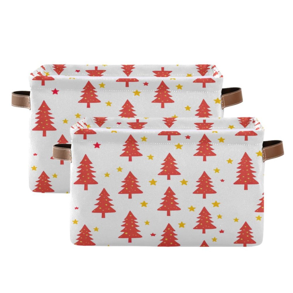 Nander Christmas Tree Storage Basket 2PCS,Foldable Storage Bin Waterproof Laundry Basket Storage Box with Handle for Home Closet & Office Living Room