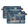 Nander Happy Christmas Eve Storage Basket 2PCS,Foldable Storage Bin Waterproof Laundry Basket Storage Box with Handle for Home Closet & Office Living Room view 1