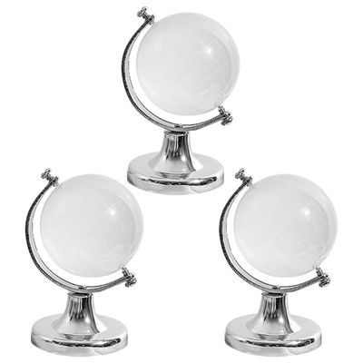 BIUDECO 3pcs Crystal Globe Decor for Desktop Elegant Tabletop Ornament Versatile Decoration for Home Office Beautiful Crystal Globe Solid Base Unique Idea for Special Occasions