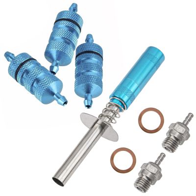 2Pcs N4 Hot Spark Glow Plugs No.4 & RC Igniter Engine Starter & 3PCS RC Aluminum Nitro Fuel Filter