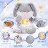 Emoin Breathing Stuffed Animal, Breathing Easter Bunny Plush Sleep Buddy with Realistic Breathing Motion and Lights Music Baby Easter Basket Stuffers for Adults and Kids-Grey view 4