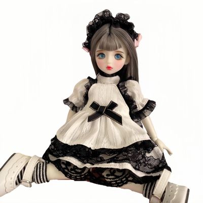 1/6 BJD Doll Kawaii Ball Joint Doll Handmade Makeup 11.8 Inches Collectible Cartoon Dress up Dolls Best Gift (J)