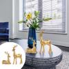 2pcs Reindeer Figurines for Christmas Reindeer Sculpture Resin Christmas Statues Home Decorative Displays for Living Room Bedroom Bathroom Bookshelf Desktop Cabinets (Gold) view 3