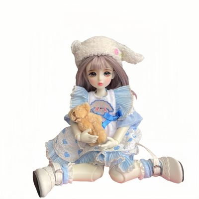1/6 BJD Doll Kawaii Ball Joint Doll Handmade Makeup 11.8 Inches Collectible Cartoon Dress up Dolls Best Gift (D)