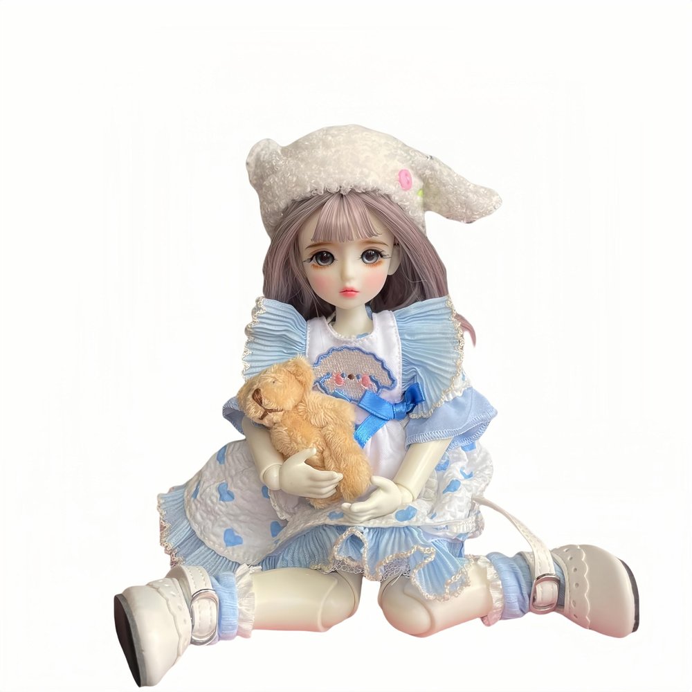 1/6 BJD Doll Kawaii Ball Joint Doll Handmade Makeup 11.8 Inches Collectible Cartoon Dress up Dolls Best Gift (D)