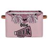 KFNHN Personalized Foldable Storage Basket with Name Pink Glitter Cheerleading, Laundry Hamper Dirty Clothes Pet Toys Storage Bin with Handles for Shelf Home Closet view 1