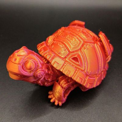 GSHLGAO 3D Printed Turtle Animal Toys, Home, Room, car Decoration, Desktop Ornaments, and Free Movement of Joints (Red-Gold)