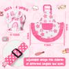 R HORSE Kid Apron and Chef Hat Set - 2Pcs Adjustable Children Pink Rainbow Kitchen Toddler Apron for Girls, Role Play Chef Toy Cooking Baking Painting and Training Kits Kid Funny Cooking Birthday Gift view 2