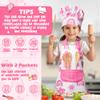 R HORSE Kid Apron and Chef Hat Set - 2Pcs Adjustable Children Pink Rainbow Kitchen Toddler Apron for Girls, Role Play Chef Toy Cooking Baking Painting and Training Kits Kid Funny Cooking Birthday Gift view 3