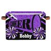 Personalized Name Cheerleading Storage Basket Handles for Girls, Canvas Storage Bins Toys Clothes Organizer for Bedroom, Kitchen, Bathroom, Nursery, Shelves, Closets, Bright Purple Glitters Cheer view 1