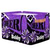 Personalized Name Cheerleading Storage Basket Handles for Girls, Canvas Storage Bins Toys Clothes Organizer for Bedroom, Kitchen, Bathroom, Nursery, Shelves, Closets, Bright Purple Glitters Cheer view 2