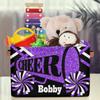 Personalized Name Cheerleading Storage Basket Handles for Girls, Canvas Storage Bins Toys Clothes Organizer for Bedroom, Kitchen, Bathroom, Nursery, Shelves, Closets, Bright Purple Glitters Cheer view 3