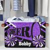 Personalized Name Cheerleading Storage Basket Handles for Girls, Canvas Storage Bins Toys Clothes Organizer for Bedroom, Kitchen, Bathroom, Nursery, Shelves, Closets, Bright Purple Glitters Cheer view 4