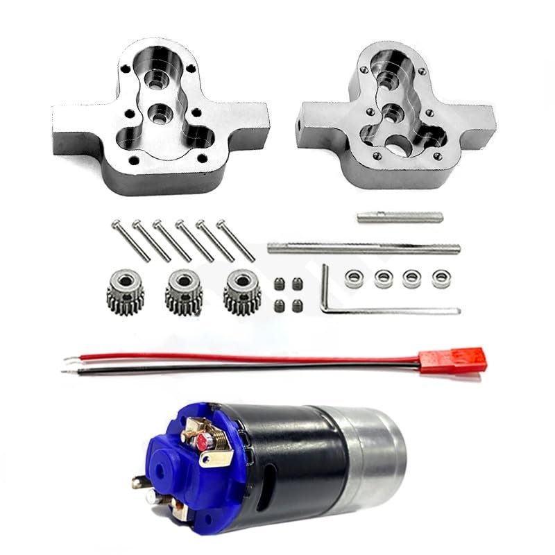 StiNGZjdM 370 Motor Parts Metal Transmission Gearbox Compatible with MN D90 D91 99 99s/WPL B14 B24 C14 C24 C34 RC Car General DIY Upgrade Accessories(Combination Titanium)