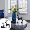 2pcs Reindeer Figurines for Christmas Reindeer Sculpture Resin Christmas Statues Home Decorative Displays for Living Room Bedroom Bathroom Bookshelf Desktop Cabinets (Black) view 3