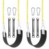 2 Pack Swing Set Seat with Metal Triangle Ring & 66Inch Anti-Rust Chains, Swing Replacement with Snap Hooks & Hanging Straps, Support 300lb for Outdoors Backyard Playground (Black X2) view 1
