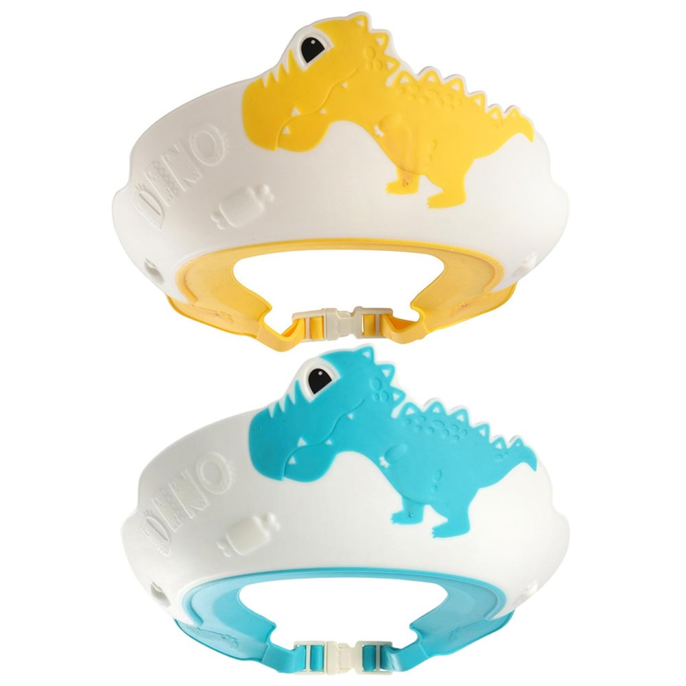 2Pcs Kids Shower Cap,Baby Shower Cap, Adjustable Kids Shower Cap Shield, Cute Dinosaur Shape Baby Shower Cap Shield, Soft Anti-slip Shampoo Buddy for Kids Eye & Ear Protection