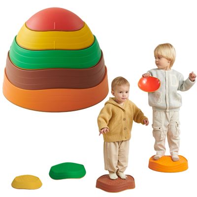 Almast Kids Balance Stepping Stones for Kids  Pack of 5 | Rainbow Color Obstacle Set | Non-Slip Indoor Climbing & Jumping Activity Toy for Ages 3+
