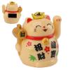ANGGREK Lucky Cat Ornament, Non Odorless Wide Application Waving Arm Fortune Cat Built in Solar Light Receiving Panel Cute Appearance 2 Inch for Restaurant (Yellow) view 4