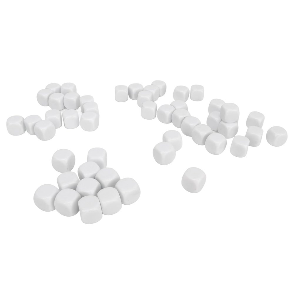 ANGGREK Six Sided Dice, Plastic Light Weight Round Corner 0.6in Dice Cubes for Math Teaching (White)