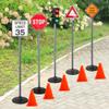 Attatoy Large Traffic Signs Playset (32pc Set), 42in Tall Street Sign and Traffic Light Set for Play with Ride-On Cars and Vehicles view 2
