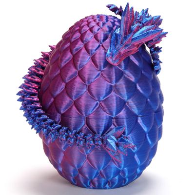 HEZUJ 3D Printed Dragon Dinosaur Egg,Articulated Crystal Dragon Fidget Toys,Prefilled Easter Basket Stuffers Eggs Filled for Boys Girls Christmas Valentines Day Gifts(Purple)