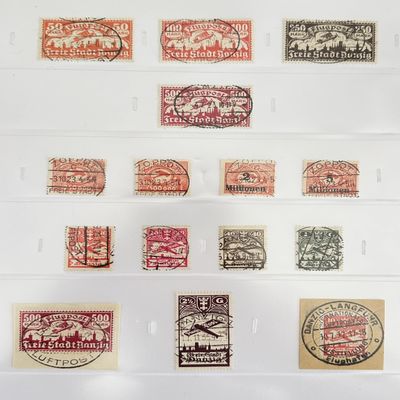 15 German Stamps for Collector 1923 Danzig Free City of Danzig Fine Used/Cancelled No Charge Postage Inside US
