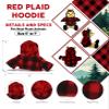 DolliBu Red Hoodie Plaid Jacket Teddy Bear Clothes - Red Long Sleeve Shirt Plaid Flannel Sweater, Dress Up Lumberjack Costume, Plush Clothing Accessories - Small Fits Most 5 Inch to 7 Inches view 2