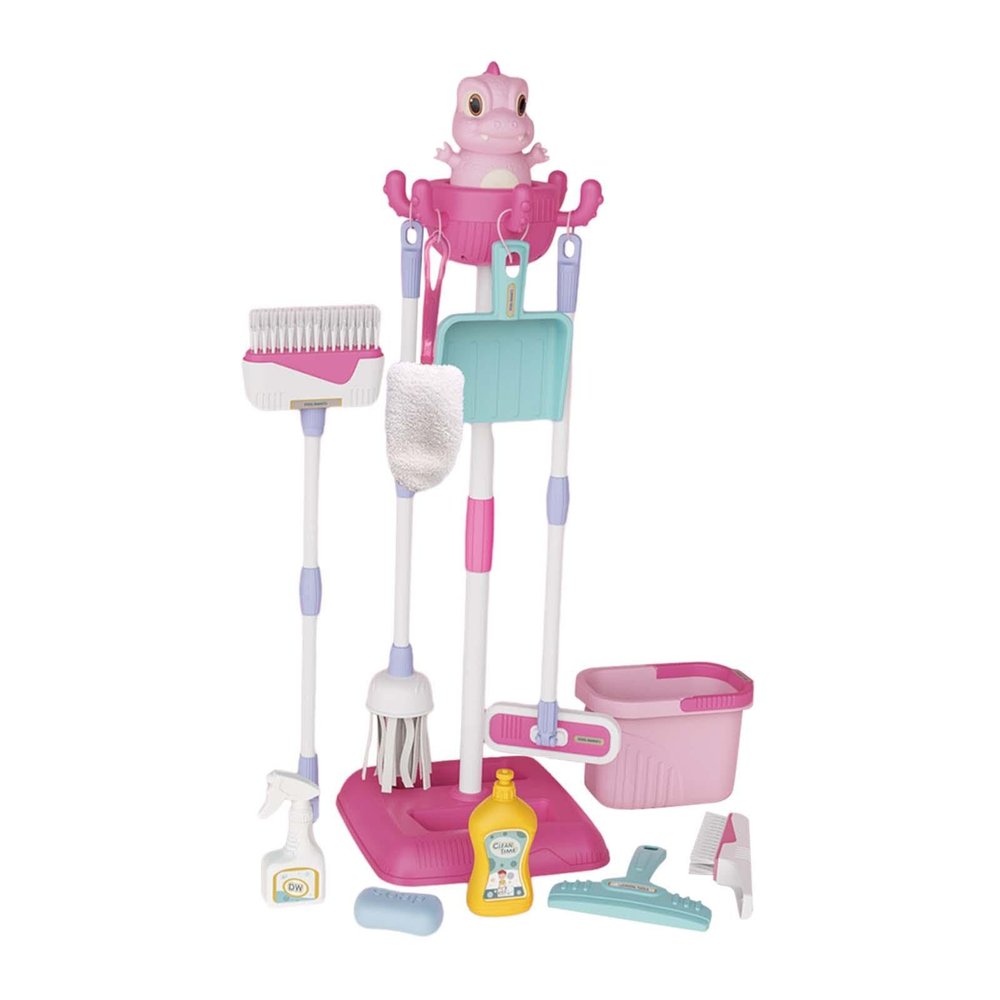 Garende Kids Cleaning Set Housework Pretend Toy Children Cleaning Tools for Ages 3+ Years Old, Pink, Style A