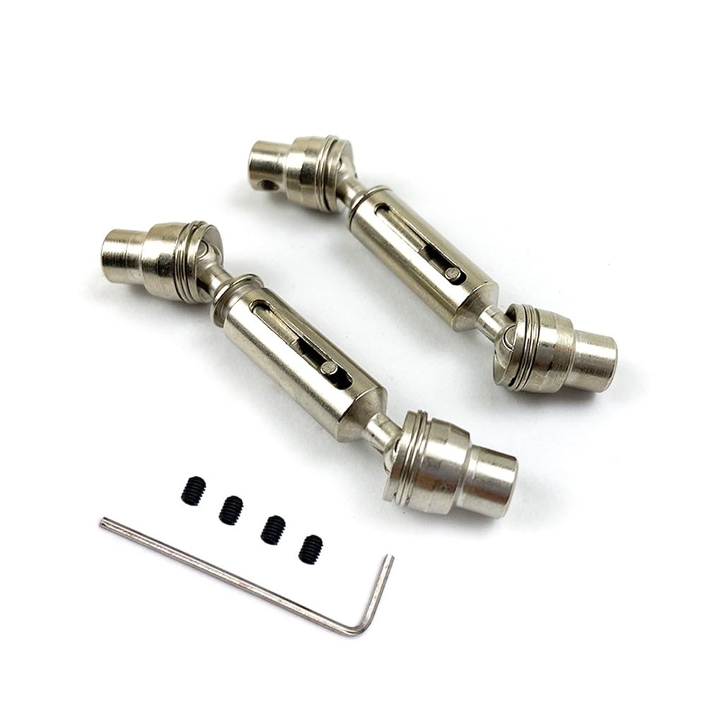 2pcs Ural Truck RC Car Spare Parts Metal Front Rear Drive Shaft for Henglong WPL Ural B36 B16 C14 C24 B24 MN D90 MN99S(White)