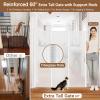 Reinforced 60 Inch Extra Tall Pet Gate for Cats - No Jumping Over/Crawling Under, 55" Wide Retractable Dog Gate with Support Rods, Indoor/Outdoor Retractable Gate Extra Tall Baby Gate for Cats, White view 2