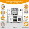 JOYLDIAS Kids Play Kitchen,Corner Wooden Pretend Toddler Kitchen Toys Playset with Realistic Lights & Sounds,Microwave Oven,Water Dispenser, Phone, Sink,Cooking Accessories, for Ages 3+, White view 3