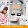 JOYLDIAS Kids Play Kitchen,Corner Wooden Pretend Toddler Kitchen Toys Playset with Realistic Lights & Sounds,Microwave Oven,Water Dispenser, Phone, Sink,Cooking Accessories, for Ages 3+, White view 4
