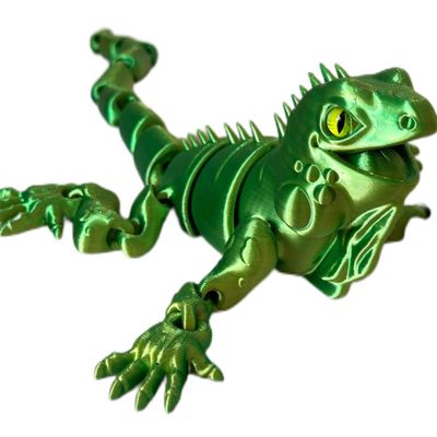 3D Printed Common Green Iguana Model Gift for Joints Can Move Freely Lizard Flexible Joint Animal Lacertid Figurines Stress Relief 3D Print Chameleon Home Tabletop Ornaments Animal Lacertid Figurines