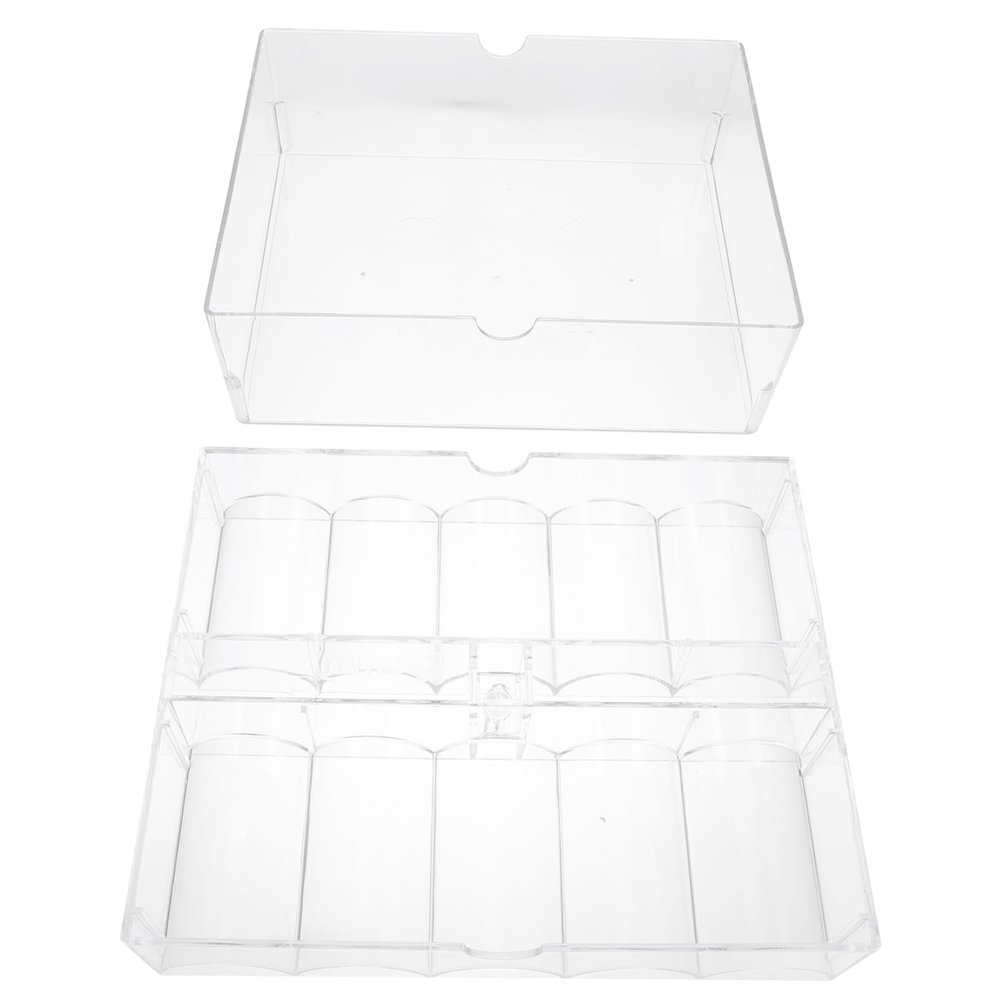 Parliky Acrylic Poker Chips Storage Box Organizer Bin for Poker Chips Portable Organizer Case