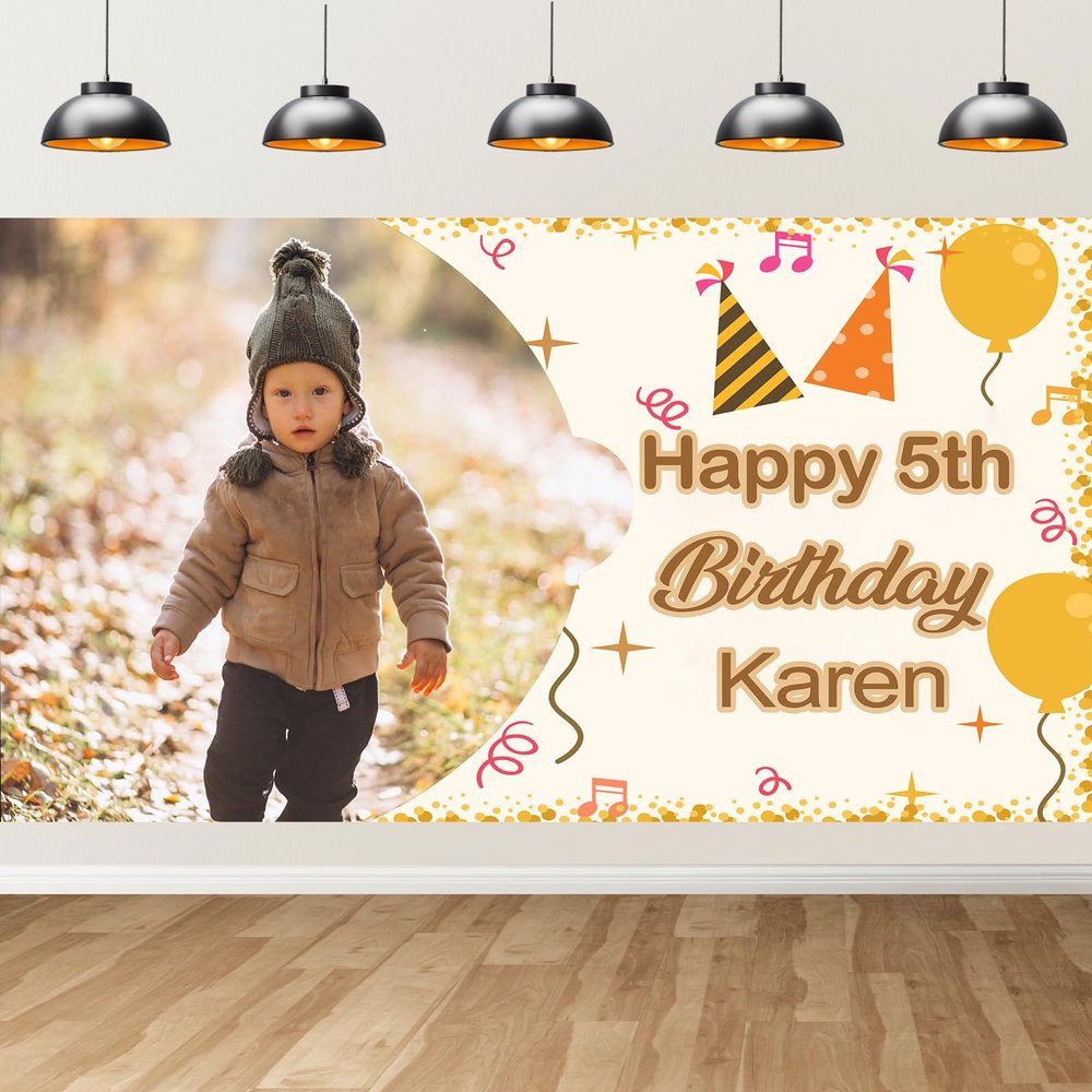 Custom Birthday Banner Personalized Banner For Birthday Party with Photo And Name For Women Men Kids Party Supply