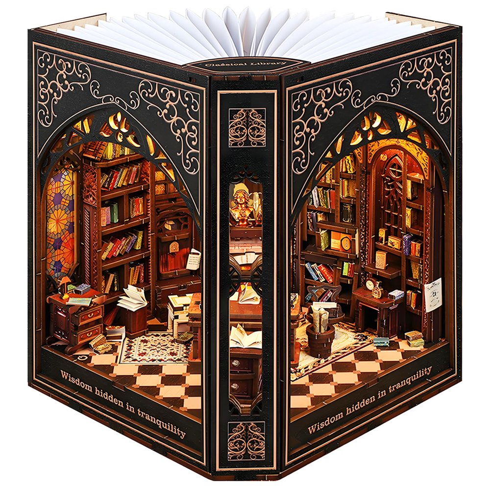 NookMaster Book Nook Kit with Nightlight | 3D Wooden Puzzle Decor