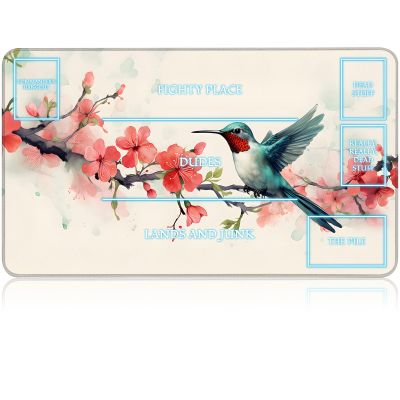 for MTG Game Playmat, for Magic TCG Rubber Play mat,Tabletop Card Playmats with Smooth Surface,Trading Card Inked Game Mat with White Zones,Battle Game,Battle Game,Sakura Hummingbird