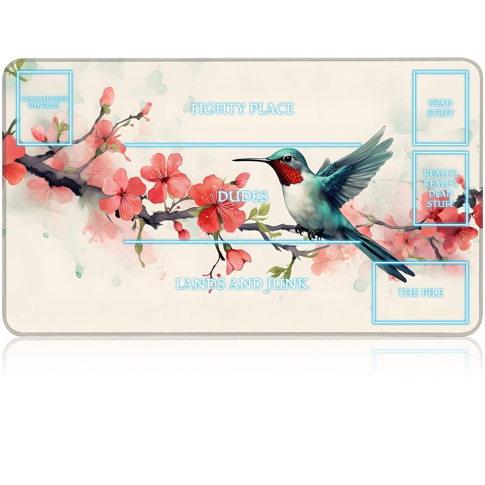 for MTG Game Playmat, for Magic TCG Rubber Play mat,Tabletop Card Playmats with Smooth Surface,Trading Card Inked Game Mat with White Zones,Battle Game,Battle Game,Sakura Hummingbird