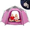 Portable Hexagon Kids Play Tent with LED Strip Lights Indoor Children Play House Easy Set-up Space Dream Tent for Night 4-5 Person & Birthday Gifts view 1