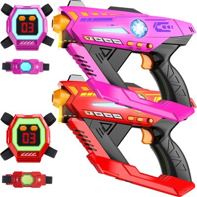 CheerCrew Toy Gun Set of 2, Rechargeable + 360 Sensors + LCDs + Real-time SYNC, Family Games Indoor Outdoor Game for Kids Toy Gifts for Boys Girls Age 8-12 Years Old Teen Gifts Ages 8+ Year Old