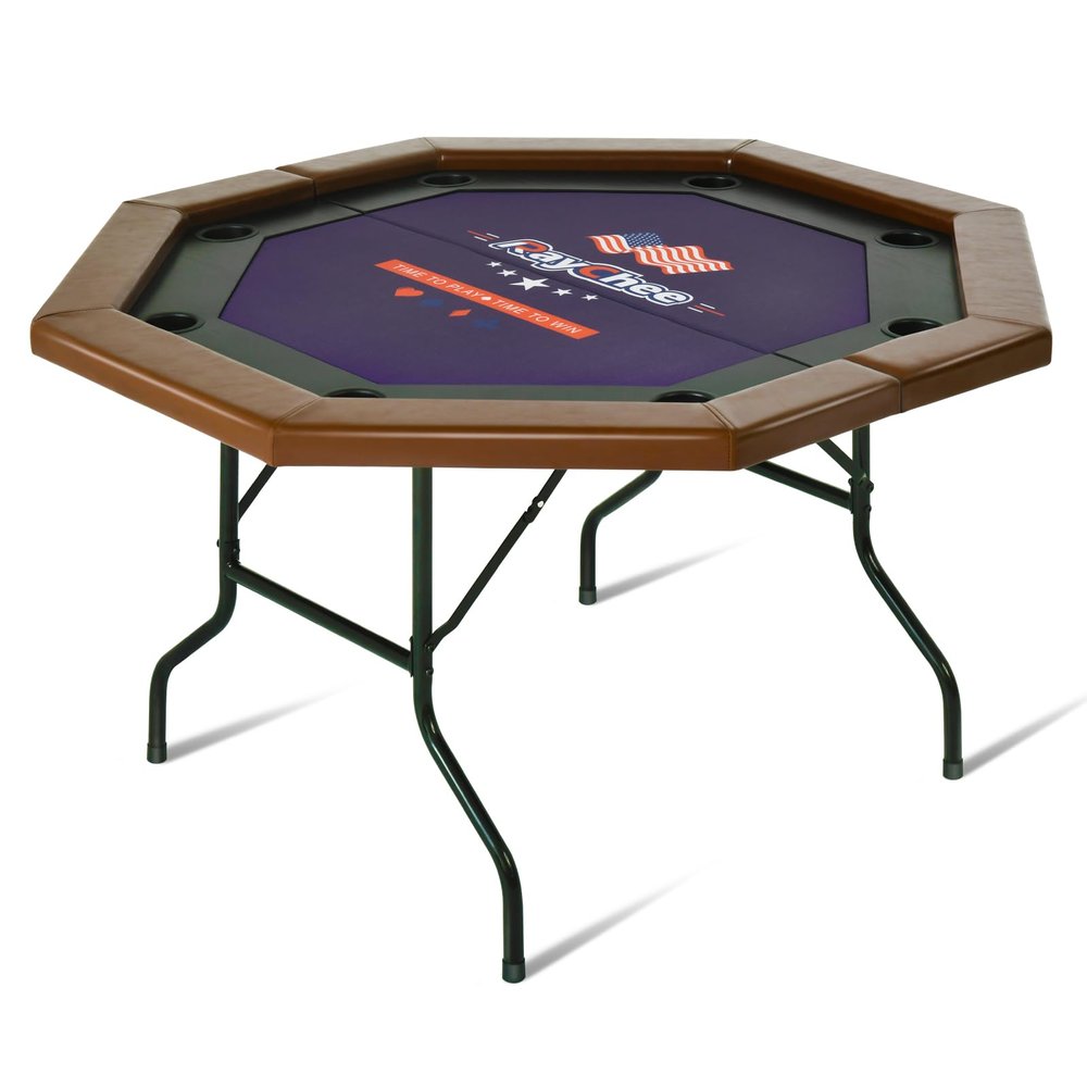REAHOISY 8 Players Poker Table Foldable,50inch Upgraded Folding Octagon Casion Table, Portable Texas Holedem Table