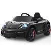 12V Ride on Car Licensed Porsche 718, Kids Electric Car with Remote Control, Front/Rear LED Light, Radio, USB/AUX, Openable Doors, Suspension Function, Durable Tires (Black) view 1