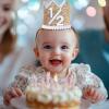 Alainzeo Half Birthday Party Crown, 1/2 Golden Birthday Party Hat for Baby Girl or Boy, Glitter Crown hat for 6 Month baby Birthday Decoration, Party Photo Prop, Glitter Golden view 2