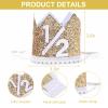 Alainzeo Half Birthday Party Crown, 1/2 Golden Birthday Party Hat for Baby Girl or Boy, Glitter Crown hat for 6 Month baby Birthday Decoration, Party Photo Prop, Glitter Golden view 3