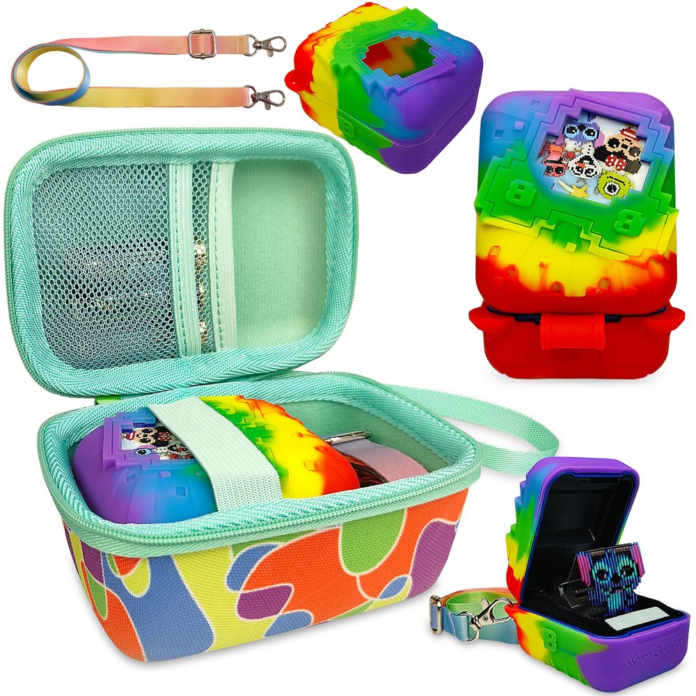 JCHPINE Hard Carrying Case and Silicone Cover for Bitzee Disney Interactive Digital Pet, Protective Case for Bitzee Disney Virtual Electronic Pets Accessories (Multicolor)